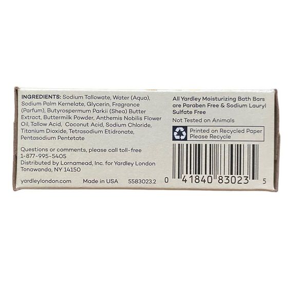 Three (3) Yardley of London Shea Buttermilk Moisturizing Bath Bars NEW - Picture 4 of 5